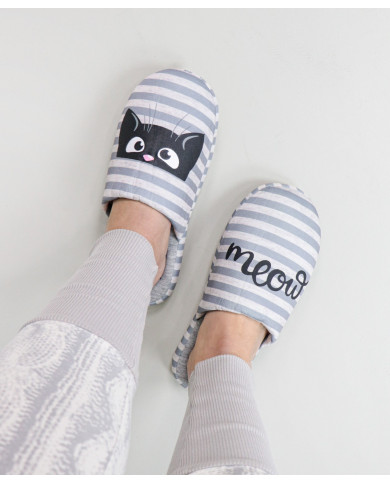 DeFonseca Cinza de Senhora with Cat Room Slippers