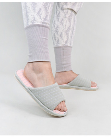 Zapatillas de dormitorio DeFonseca Grey Ladies Abierto al frente