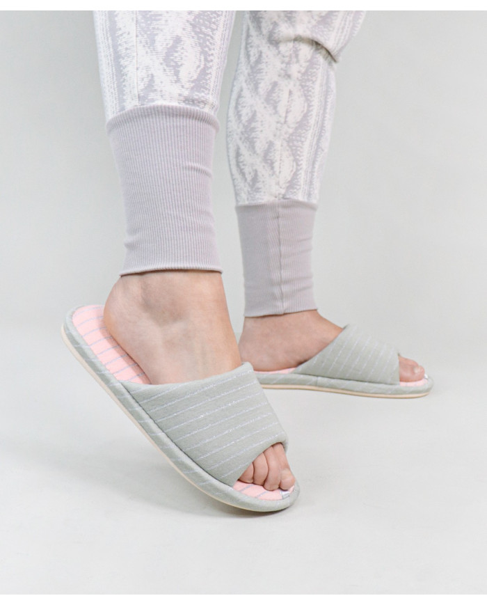Bedroom Slippers DeFonseca Grey Ladies Open to the Front