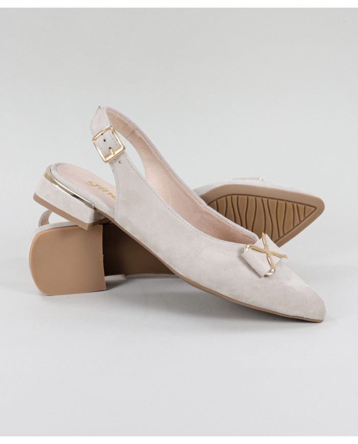 Shoes Rasos Type Mules Taupe with Ladies Lace