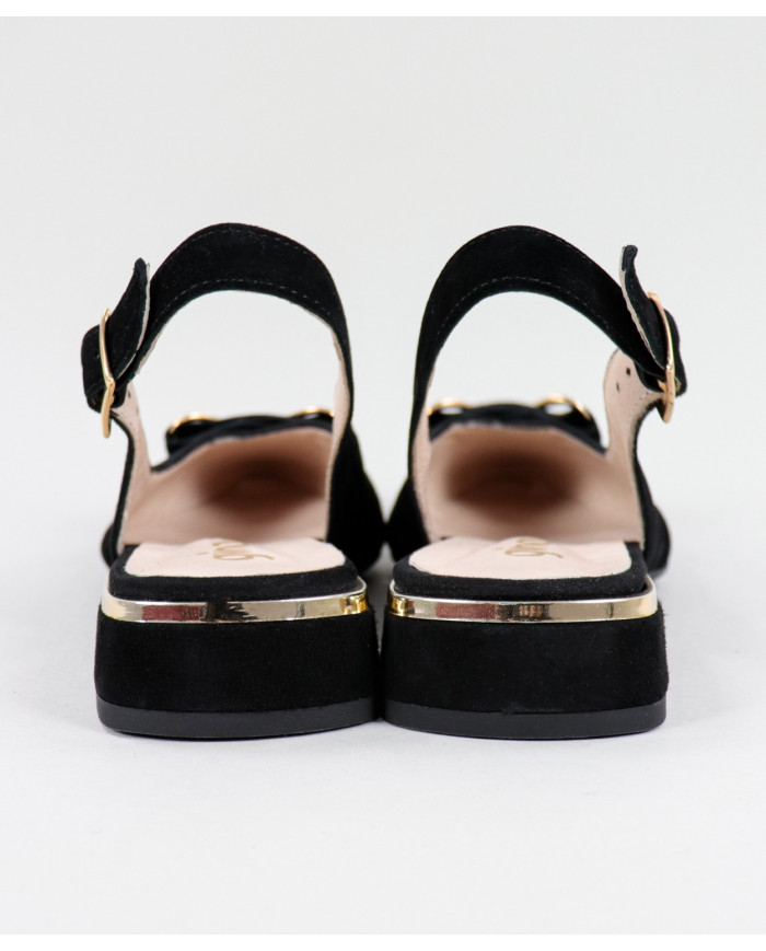 Black Mules Rase Shoes with Ladies Lace