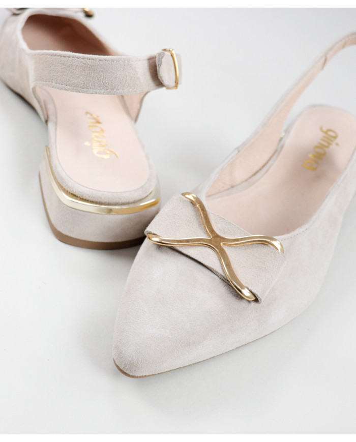 Shoes Rasos Type Mules Taupe with Ladies Lace