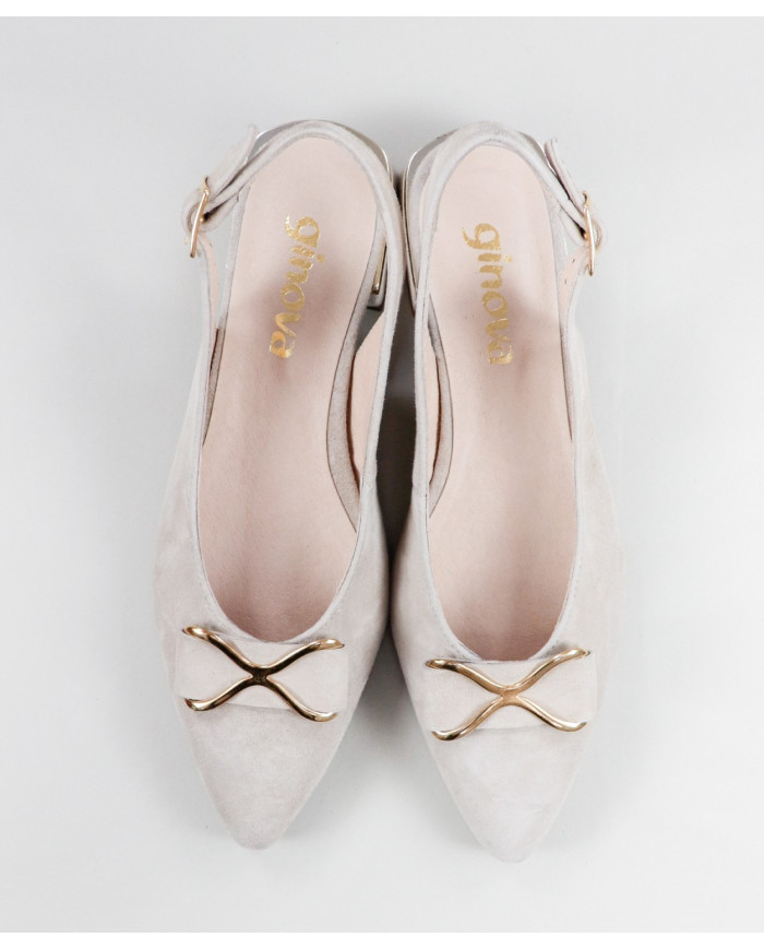 Shoes Rasos Type Mules Taupe with Ladies Lace