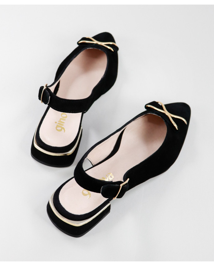 Black Mules Rase Shoes with Ladies Lace