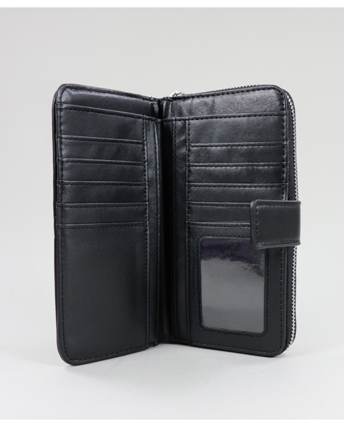 Cartera negra de mujeres con costuras