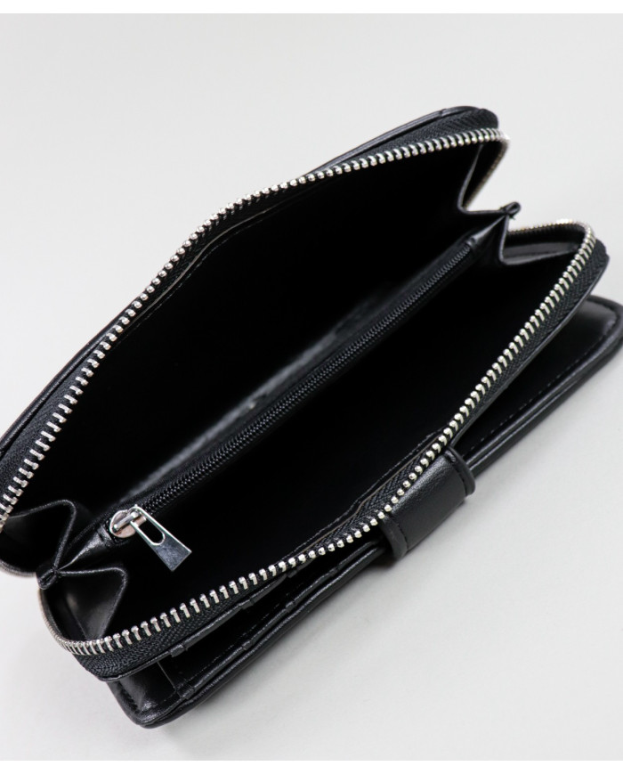 Women's Black Wallet with Seams