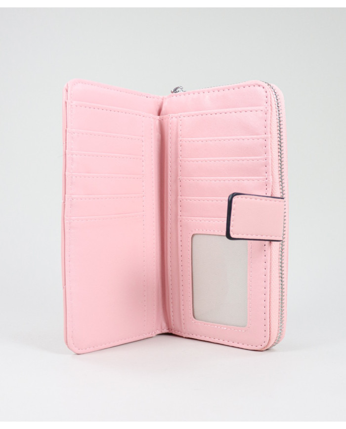Señoras Pink Wallet con costuras