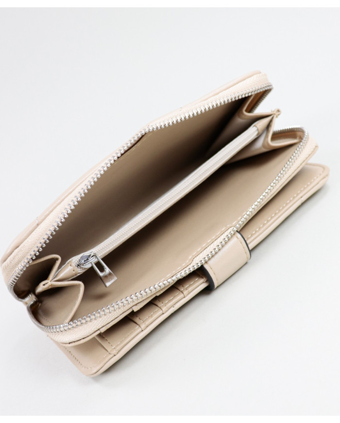 Ladies Taupe Wallet with Seams