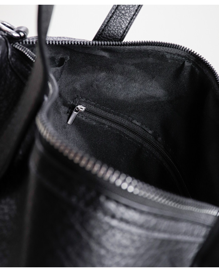 Mala Preta de Senhora com Bolsos Exteriores