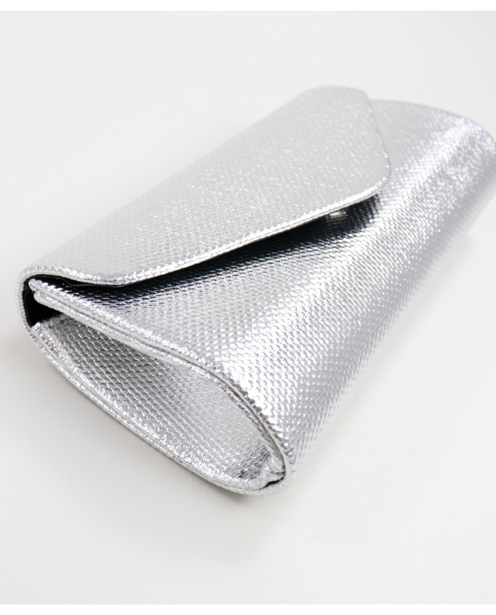 Pochete Prata de Senhora com Textura Metalizada