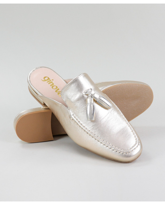 Ms. Ginova Platinum Mules with Berloques