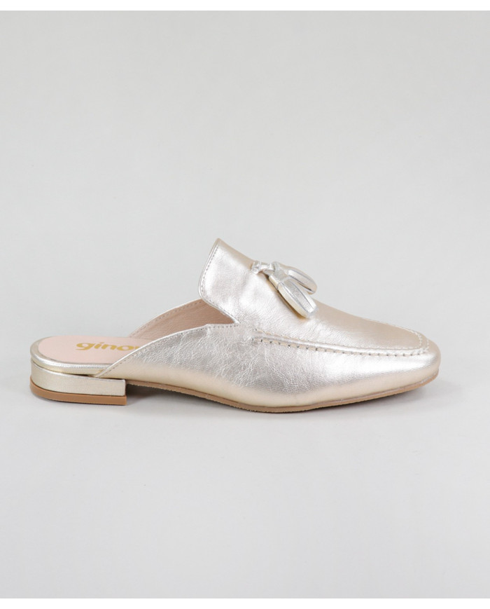 Ms. Ginova Platinum Mules with Berloques