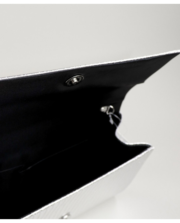 Pochete Prateada de Senhora com Textura