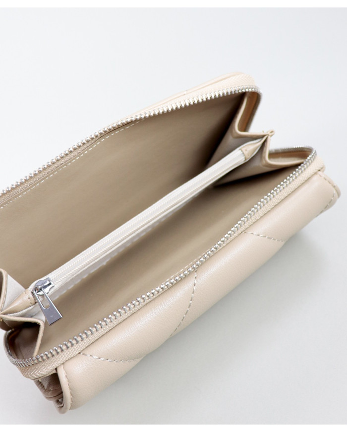 Damas Taupe Wallet con costuras