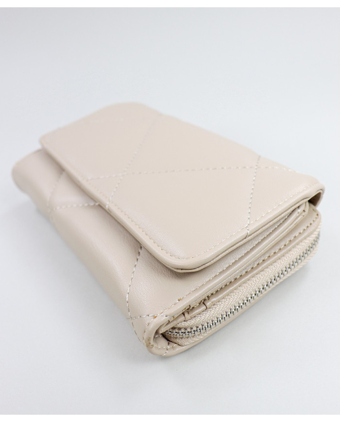 Ladies Taupe Wallet with Seams