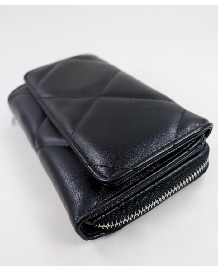 Women's Black Wallet with Seams