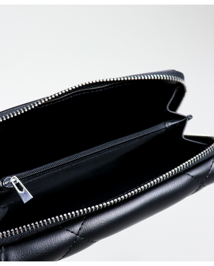 Women's Black Wallet with Seams
