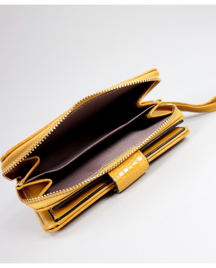 Carteira Mostarda Feminina com Texturas