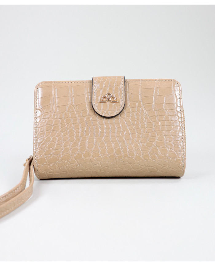 Carteira Taupe Feminina com Texturas