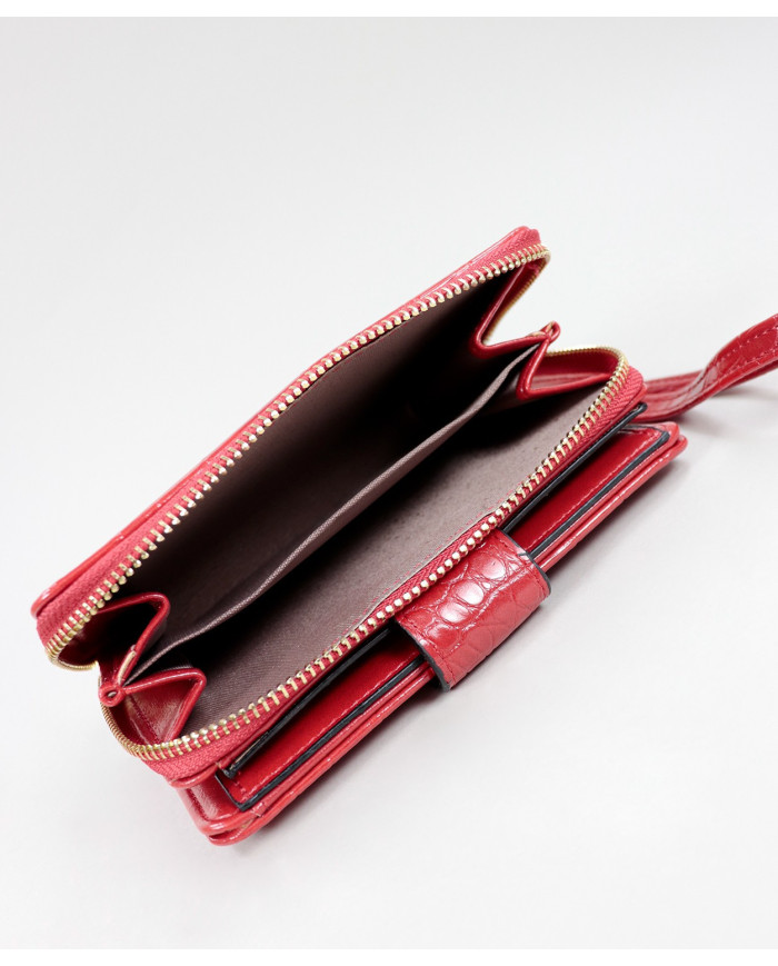 Women's Red Wallet with Textures
