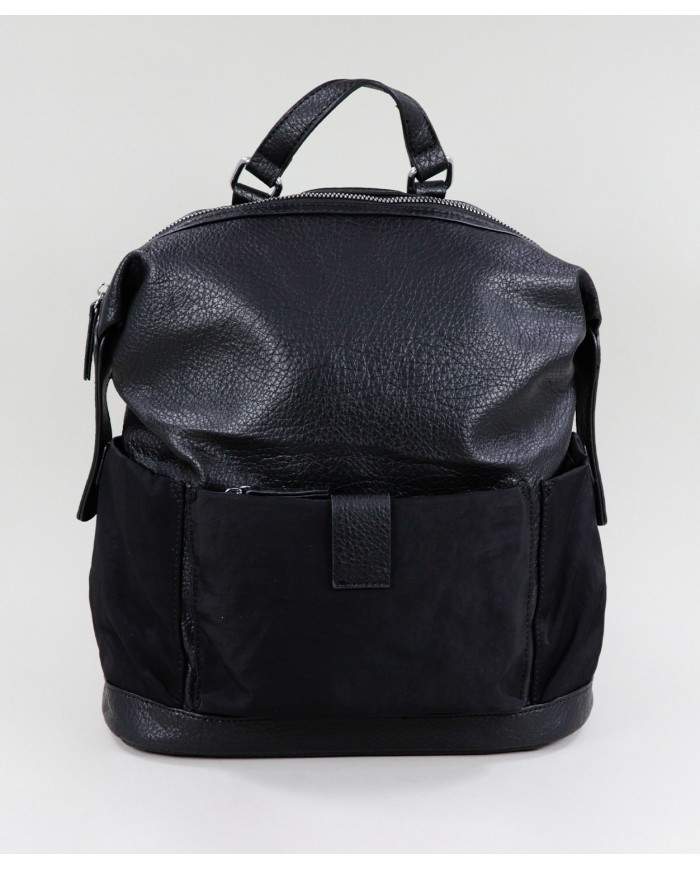 Damas Mochila negra con bolsillos exteriores