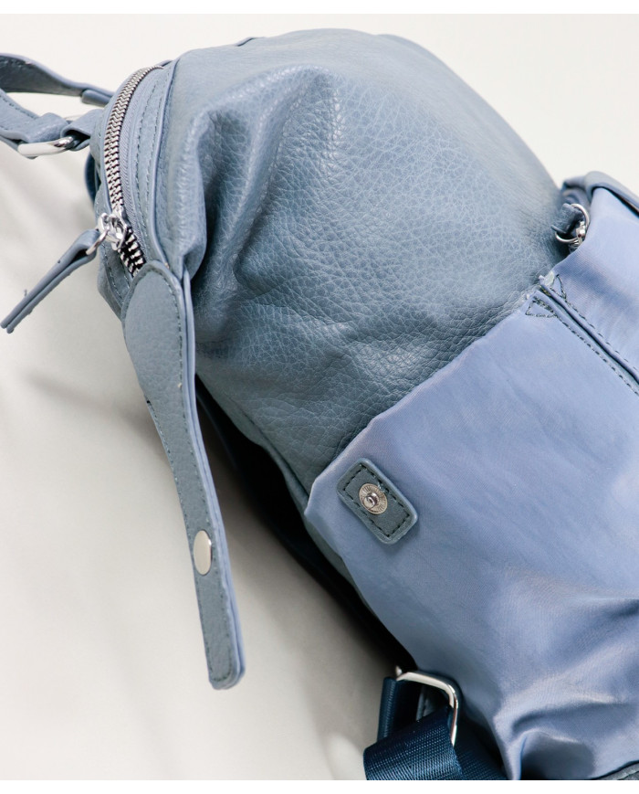 Mochila Azul de Senhora com Bolsos Exteriores