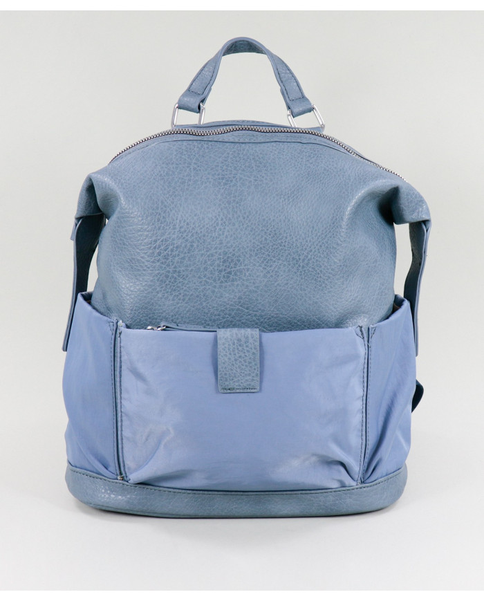 Damas Mochila azul con bolsillos exteriores