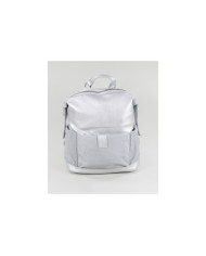 Ladies Silver Backpack with Exterior Pockets