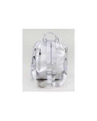 Ladies Silver Backpack with Exterior Pockets