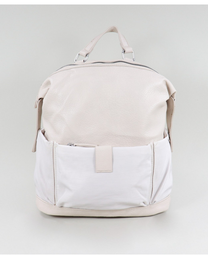 Mochila Bege de Senhora com Bolsos Exteriores