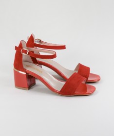 Sandálias Vermelhas de Senhora Ginova com Detalhe Dourado