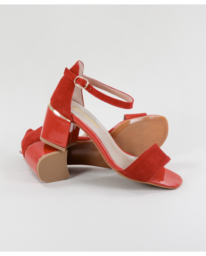 Red Sandals by Lady Ginova with Golden Detail