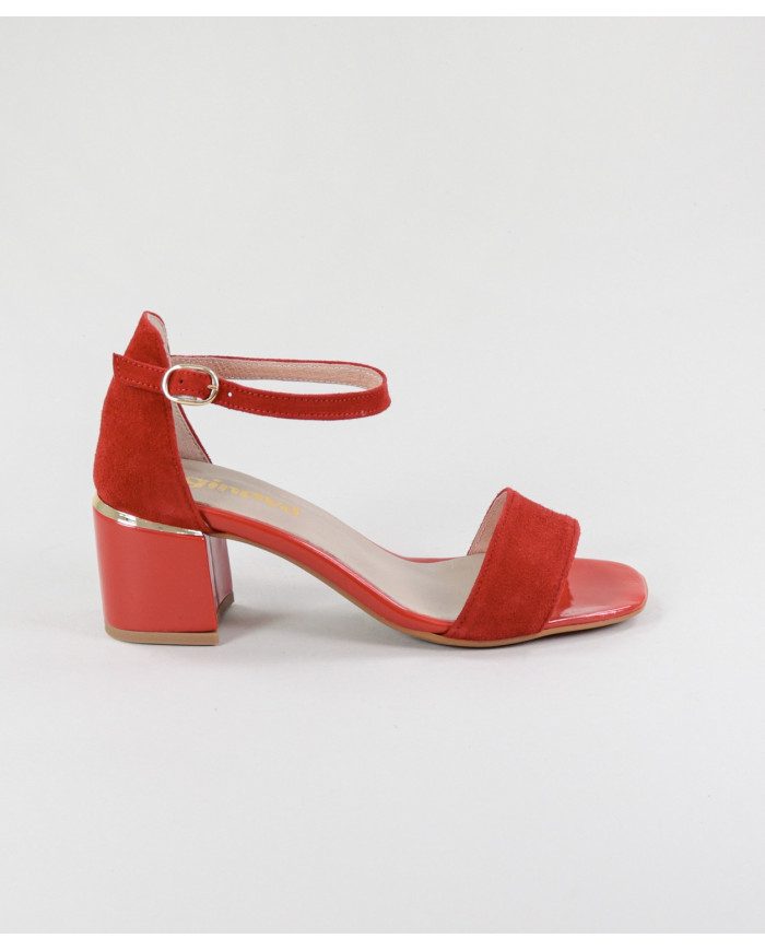 Red Sandals by Lady Ginova with Golden Detail