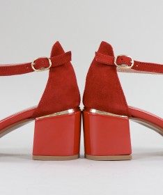Sandálias Vermelhas de Senhora Ginova com Detalhe Dourado