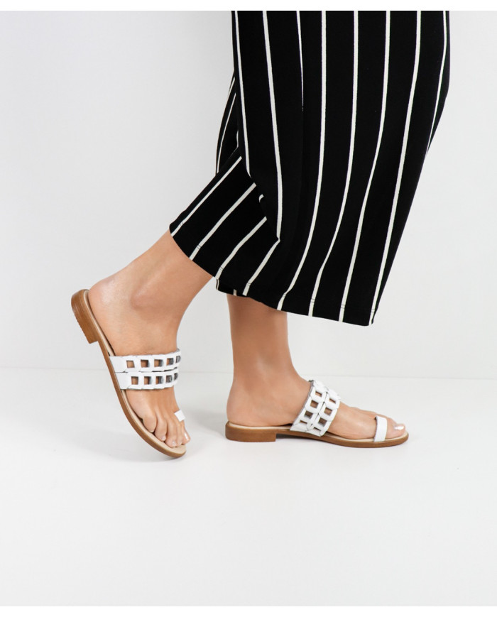 White Slippers of Lady Ginova with Strips