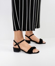 Sandálias Pretas de Senhora Ginova com Tira Entrançada