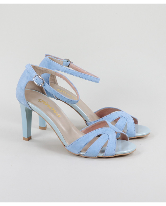 Blue Sandals by Mrs. Ginova de Tiras Cruzadas