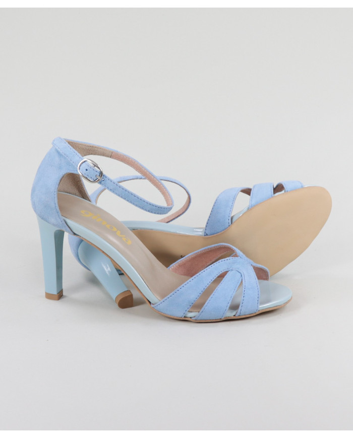 Blue Sandals by Mrs. Ginova de Tiras Cruzadas