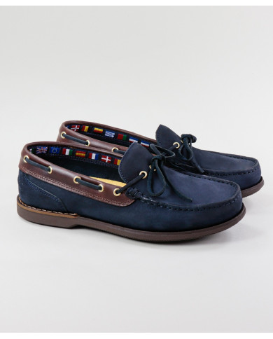 Blue Sailing Shoes of Man Ginova in Skin