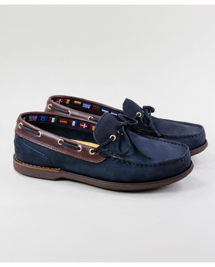 Blue Sailing Shoes of Man Ginova in Skin