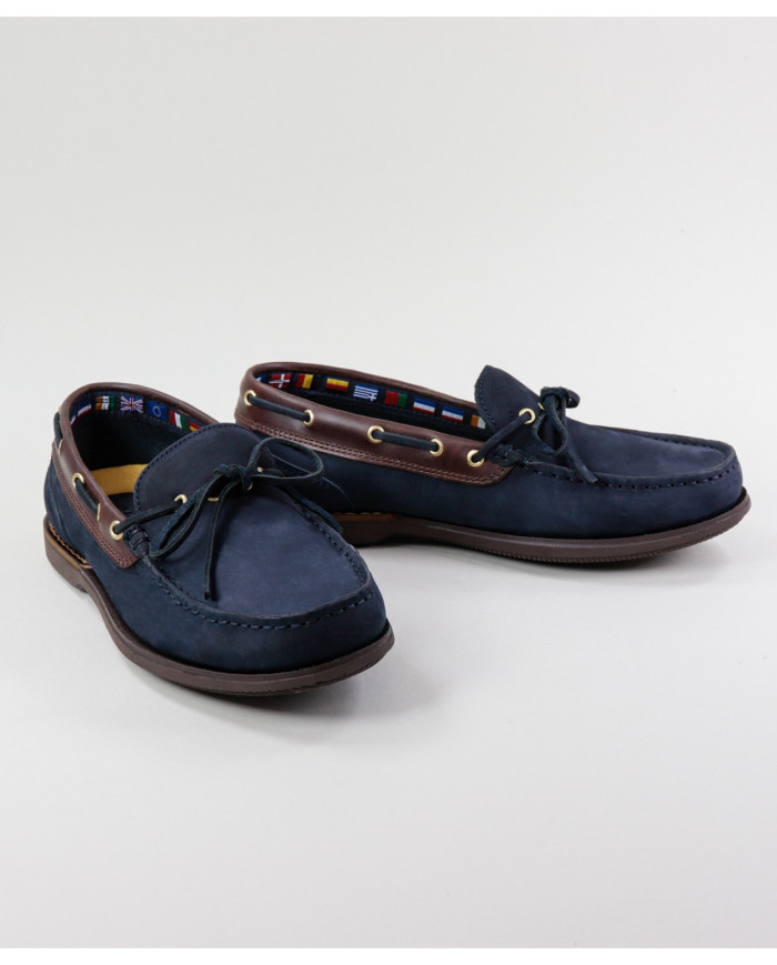 Blue Sailing Shoes of Man Ginova in Skin