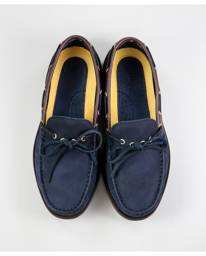 Blue Sailing Shoes of Man Ginova in Skin