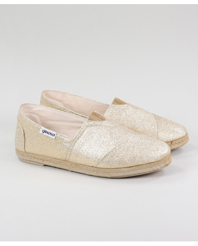 Alpercatas Douradas de Senhora Ginova com Brilho