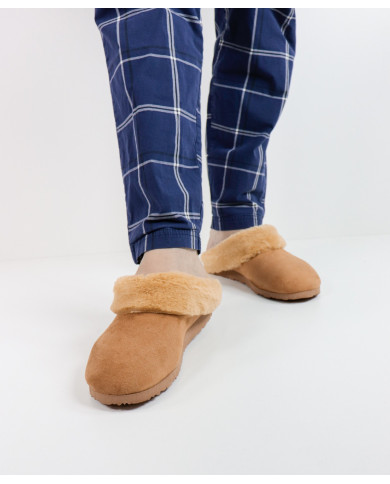 Chinelos Camel de Pelo Confortáveis de Homem