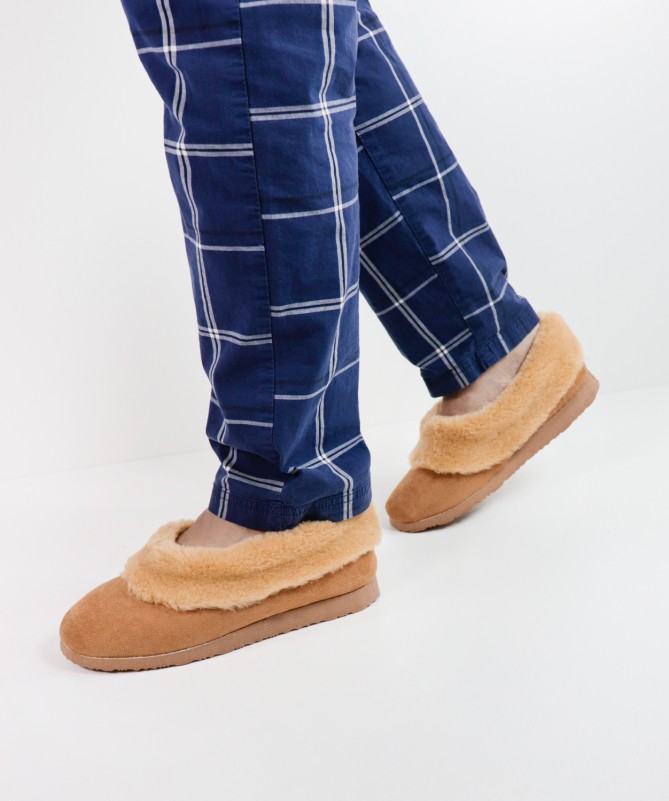 Pantufas Ginova Camel de Pelo Confortáveis de Homem