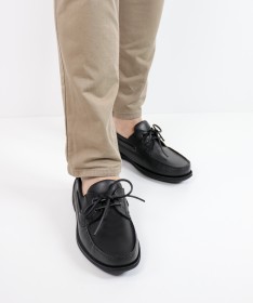 Sapatos de Vela Pretos de Homem Ginova em Pele