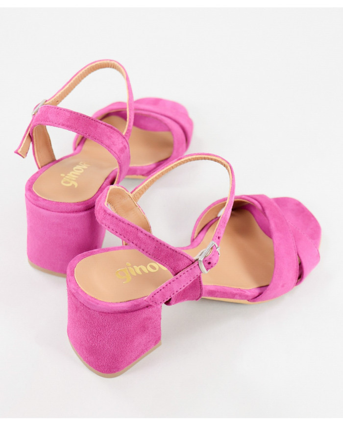 Fuxia de Senhora Ginova sandals with Cross Strip