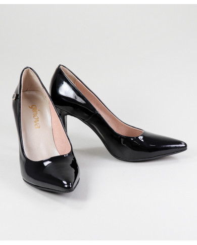 Stilettos Pretos de Senhora Ginova em Verniz