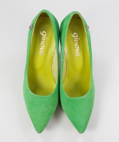Stilettos Verdes de Senhora Ginova em Camurça