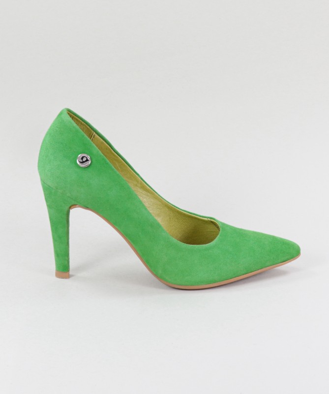 Stilettos Verdes de Senhora Ginova em Camurça